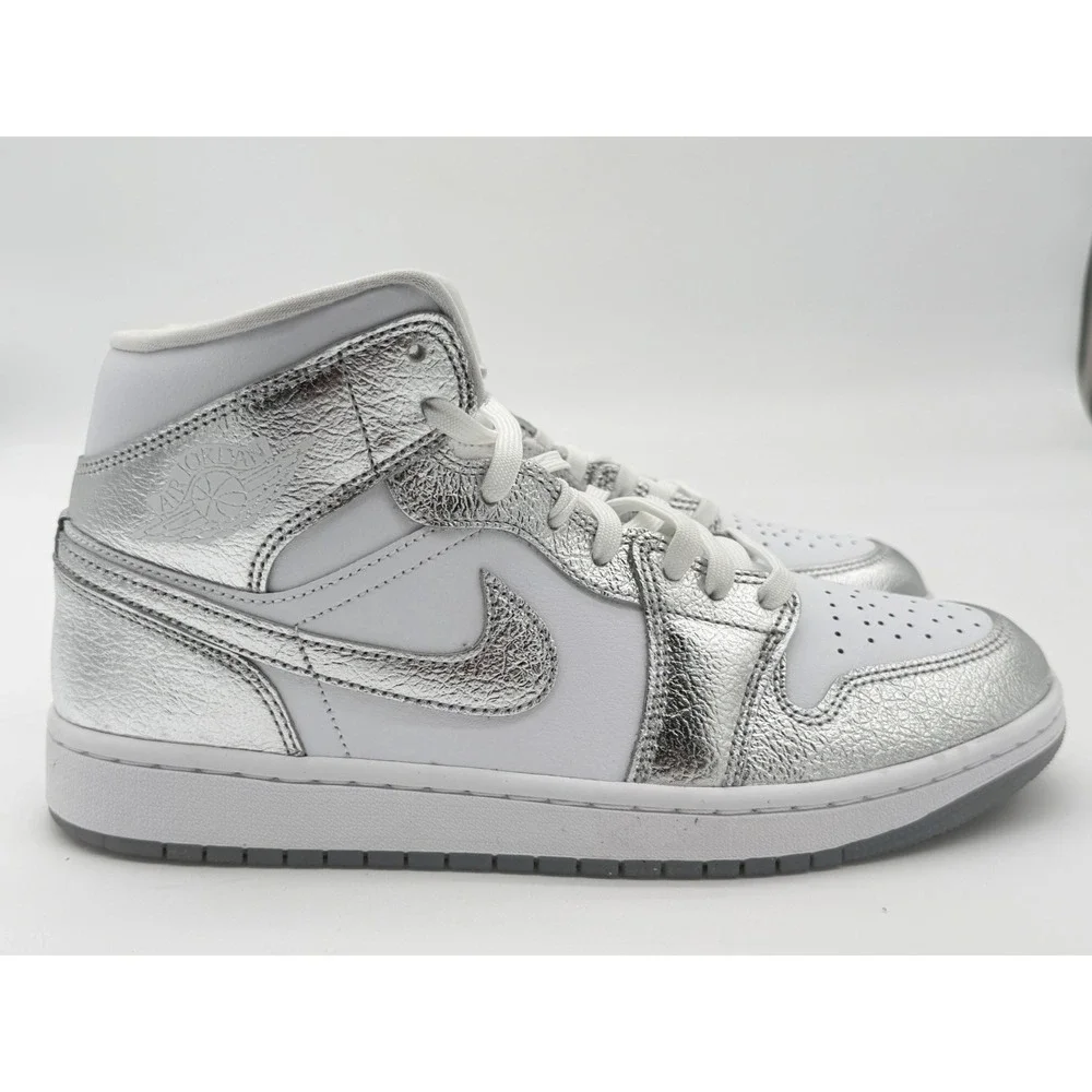 Women's 11 / Men's 9.5 - Nike Jordan 1 Mid Metallic Silver FN5031-100 No Box Lid